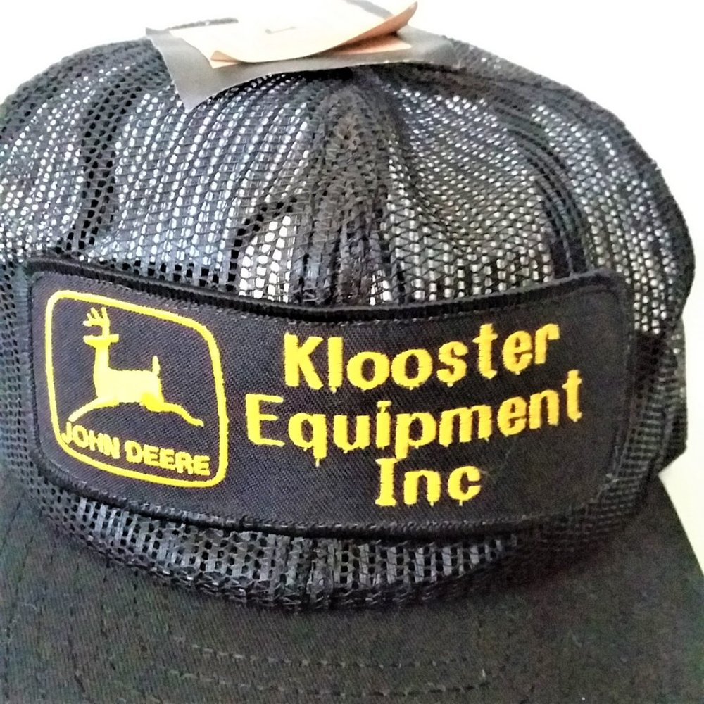 John Deere Ball Cap Klooster Louisville Snap Back Trucker Mesh Hat USA Tags VTG - Picture 2 of 9